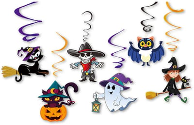 Q2P - Halloween - Slingers - Decoratie - Versiering - Spooky Swirls - Gekleurd - 6 Stuks