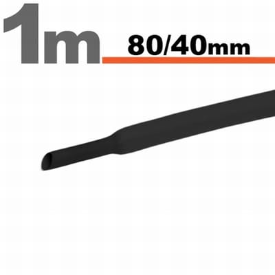 2× 1 Meter Krimpkous Zwart 80 / 40 mm – 2 Stukken Van 1 Meter – Extra Grote Warmtekrimpbuis Voor Isolatie En Bescherming – Geschikt Voor Kabelbundels, Industriële En Elektrische Toepassingen [11033F]