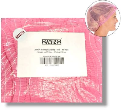2WINS® - 100 Roze Wegwerp Haarnetjes - Non-woven - Latexvrij - Clip Caps (B1)