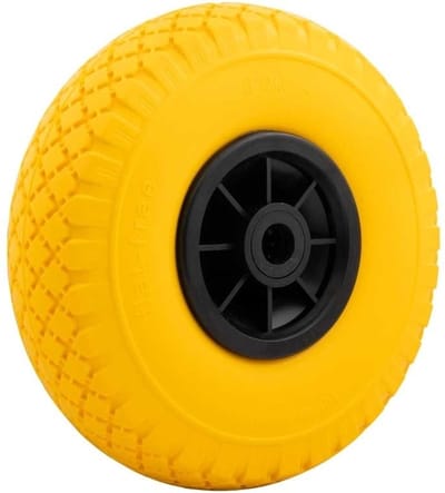 MESO Band voor steekwagen, bolderkar en skelter Anti lek - 3.00-4 - Asgat 20mm - Naaflengte 75mm - Antilek steekwagenwiel - Bolderkarwiel en skelterband - 125kg Draagvermogen Luchtband - Geel