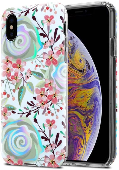 Cadorabo Hoesje geschikt voor Apple iPhone XS MAX in PERZIK BLOESEMS - Beschermhoes gemaakt van TPU siliconen Case Cover met bloemenmotief