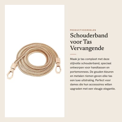 Dailygoods- Schouderband Metalen Riem - Vervangende Kettingtas - 100cm/39,4 inch - 7mm Breedte - Gouden Tasriem - Elegante Afwerking