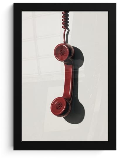 Poster in lijst - Fotolijst 20x30 cm - Posters - Telefoon - Koord - Rood - Minimalistisch - Posterlijst zwart - Decoratie - Wanddecoratie woonkamer - Muurdecoratie slaapkamer