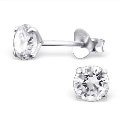Aramat Jewels | Oorbellen | Prachtige Zilveren Zirkonia Oorbellen rond | 5mm / Transparant | |5mm | Zilver | Kinderen, Volwassenen | Verkleurd niet