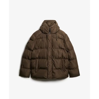Superdry - Middellange Sport Pufferjas met Capuchon - Heren - Gewatteerde jassen