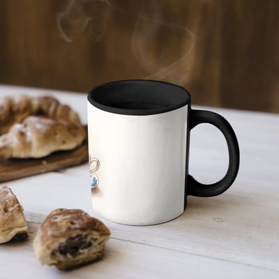 Magische Mok - Foto op Warmte Mokken - Koffiemok - Theekop - Bladeren - Blauw - Magic Mok - Beker - 350 ML - Theemok