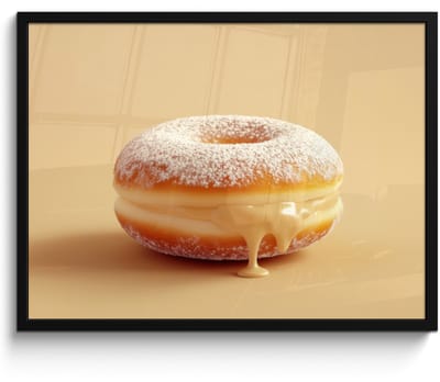 Fotolijst inclusief poster - Posterlijst 70x50 cm - Posters - Donut - Romig - Poedersuiker - Beige - Foto in lijst - Keuken decoratie muur - Wanddecoratie accessoires - Muurdecoratie - Schilderijen