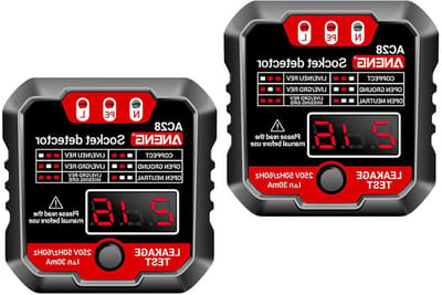 Stekkertester met RCD-test en LCD-voltage-display indicatielampje, 2 stuks, 198-250 V/50-60 Hz