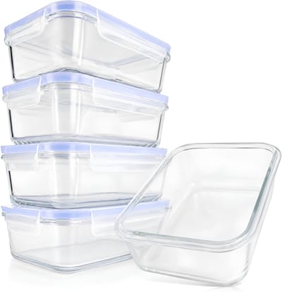 AHD® Diepvriesbakjes - Vershoudbakjes - Magnetron Bakjes Met Deksel - Blauw - 7cm x 15cm x 19cm