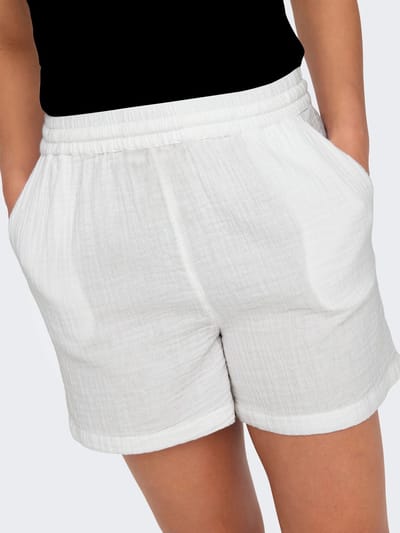 Starry Indigo - Dames Korte Broek/Short | Mousseline | 100% katoen | Wit | Maat S