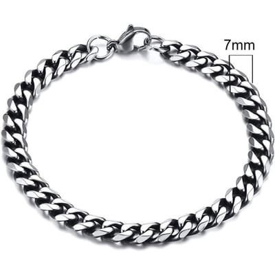 Vnox Solide Roestvrij Staal Armbanden voor Mannen Vrouwen Zwart Goud Kleur Metaal Punk Casual Curb Cubaanse Schakel Ketting Armbanden 18cm gray