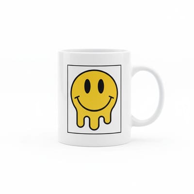 Druipende Smiley Koffiemok 330 ml – Speels Minimalistisch Design Cadeau Mok