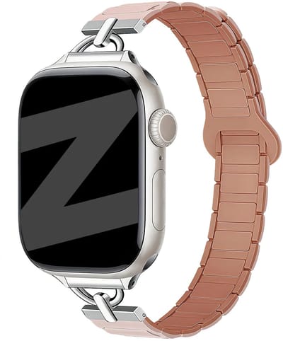 Bandz Magnetische Siliconen Horlogeband ‘Slim’ Roze – Geschikt voor Apple Watch 38mm/40mm/41mm/42mm (1/2/3/4/5/6/7/8/9/10/11/SE) – Elegant & Comfortabel Dames Bandje – Lichtgewicht & Stijlvol