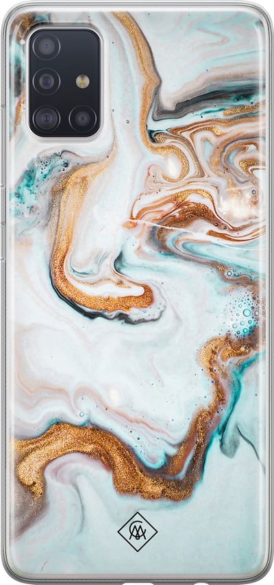 Casimoda® hoesje - Geschikt voor Samsung A51 - Marmer Blauw Goud - Backcover - Siliconen/TPU - Blauw