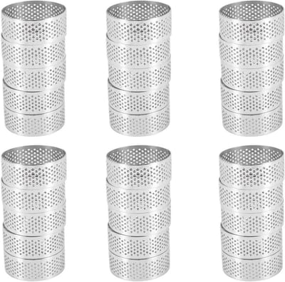 Taartringen Set - Bakringen Ringen - Desserts Vormen - Geperforeerd Roestvrij Staal - 5 cm 30 Stuks - Zilverkleurig