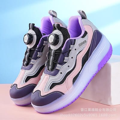 Chaussures Fugitives Garçons et Filles Chaussures à Poulie Clignotantes Rechargeables Étudiant Double Roue avec Patins à Interrupteur 35 black