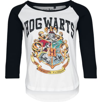 Harry Potter Shirt met lange mouwen - Hogwarts - Grunge - S tot XXL - voor Vrouwen - wit-zwart