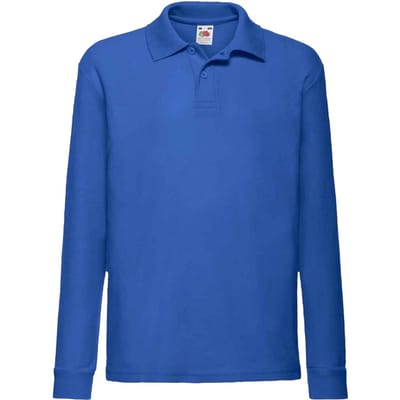 Fruit of the Loom Kinderen/Kinderen Lange Mouw Pique Polo Shirt (Koningsblauw)