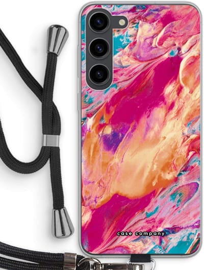 Case Company® - Hoesje met koord geschikt voor Samsung Galaxy S23 Plus hoesje met Koord - Pastel Echoes - Telefoonhoesje met Zwart Koord - Bescherming aan alle Kanten en Over de Schermrand