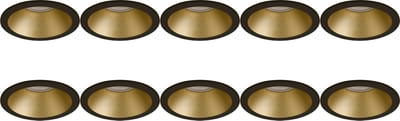 Spot Armatuur 10 Pack - Pragmi Pollon Pro - GU10 Inbouwspot - Rond - Zwart/Goud - Aluminium - Verdiept - Ø82mm