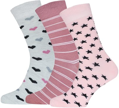 Roze damessokken | Diverse motieven | Katoen | Merk: Gianvaglia | Maat: 35-38/ 39-42 | 3 Paar