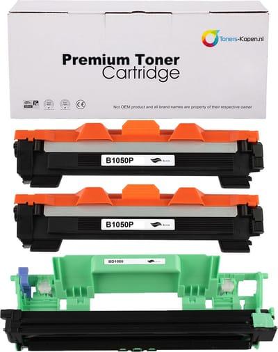 Brother TN-1050 / DR-1050 - Toner Zwart 3-pack - 12.000 pagina's totaal - Huismerk Compatible - Geschikt voor Brother DCP-1510 Brother DCP-1512 Brother DCP-1512A Brother DCP-1601 Brother DCP-1610W Brother DCP-1612W Brother DCP-1616NW Brother HL-1110