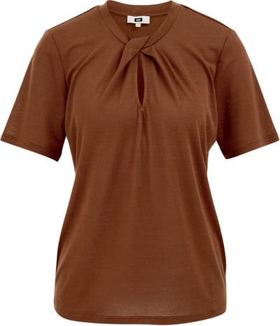 WE Fashion Dames jersey T-shirt met plooidetail en glittergaren