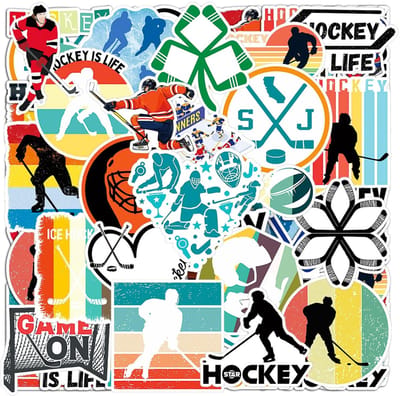 Dailygoods- IJshockeystickers 100 stuks - Sport Stickers - Creatieve Stickers - Waterdicht PVC - Multicolour - Decoratie voor telefoon/suitcase - Sportstickers