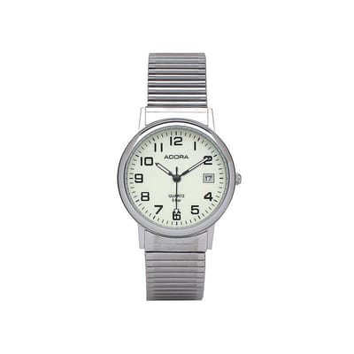 Adora Unisex Horloge – 34mm – Volledig Lichtgevende Wijzerplaat – Datumvenster – 5 ATM Waterdicht – Grote Duidelijke Cijfers – Elastische Edelstalen Rekband