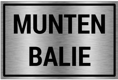 Muntenbalie bord - gecoat brushed aluminium - grijs zwart | 30 x 20 cm