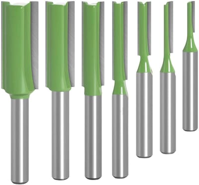 7-delige Freesbitset met 6mm Schacht voor Houtbewerking, Houtsnijden en DIY Projecten