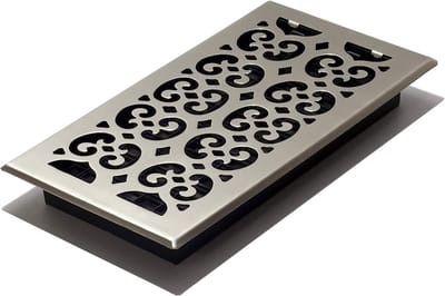 Vloerregister met Scroll Ontwerp en Nikkel Afwerking 6 x 12 Inch