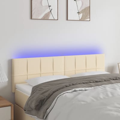 vidaXL - Hoofdbord - LED - 144x5x78/88 - cm - stof - crèmekleurig