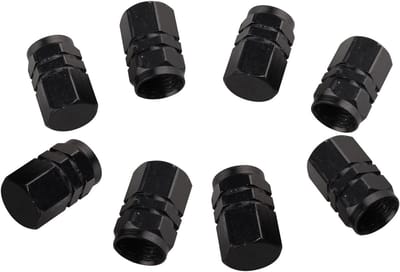 Set van 8 Stuks Hexagon Ventieldoppen voor Auto, Fiets en Truck - Aluminium, Zwart, Universeel, Waterdicht, Duurzaam