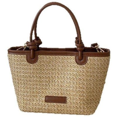 Zomer Koreaanse Stro Tas Mand Crossbody Tas Mode Eenvoudige Bucket Tas Vrouw bruin
