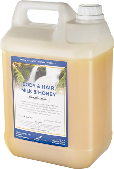 Body & Hair Milk & Honey 5 Liter - navulling - 2 in 1 voor lichaam en haar.