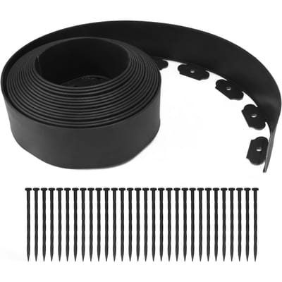 Kit de bordures de jardin en polyéthylène sans creuser, hautes bordures murales avec piquets pour pelouse, parterre de fleurs, jardin 10x5x1000cm/3.9x2.0x393.7in