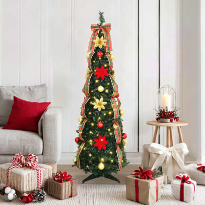 vidaXL - Kunstkerstboom - met - 100 - LED - met - standaard - Groen - 155 - cm - PVC