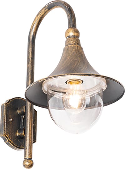 QAZQA daphne - Klassieke Wandlamp voor buiten - 1 lichts - D 35 cm - Goud/messing - Buitenverlichting