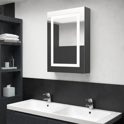 vidaXL - Badkamerkast - met - spiegel - en - LED - 50x13x70 - cm - grijs