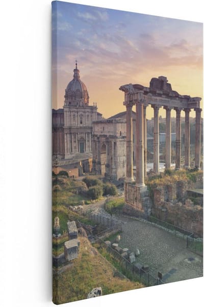 Artaza Canvas Schilderij Romeins Forum - 20x30 cm - Klein - Wanddecoratie Italië - Muurdecoratie Rome - Kamer Accessoires Skyline