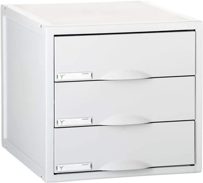 Opbergunit Schuifladen - Ladeblok Bureau - Documenten Sorteren - Horizontaal Verticaal Plaatsbaar - 35x31x30 cm - Lichtgrijs
