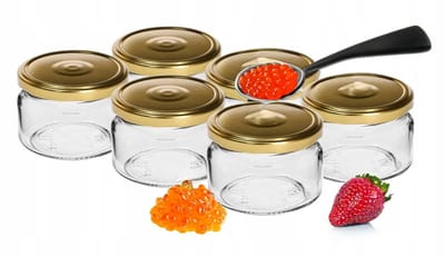 Browin Serie - Glazen Potten met Deksel - 200ml - Set van 6 - Vaatwasmachinebestendig