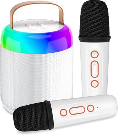 Karaoke - karaokeset - Karaoke Machine - Karaoke Machine voor kinderen met 2 microfoons - led-feestverlichting - spreker - voor - kinderen - volwassenen - verjaardagscadeaus - wit