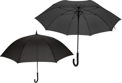 Paraplu Zwart 2 Stuks - Automatisch paraplu's Voordeel set - Regenparaplu Handvat met Krul - Luxe Regen paraplu ⌀ 111