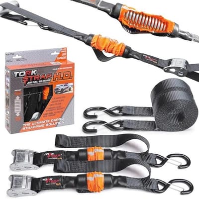 Heavy Duty Veerbelaste Spanbanden - 14 ft Voor Veilig Vracht Transport - Innovatieve Hybride Tie-Down zonder Haken