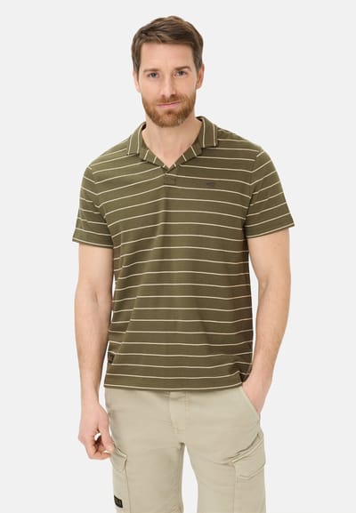 camel active Poloshirt met contrasterende details - Maat menswear-S - Olijfgroen