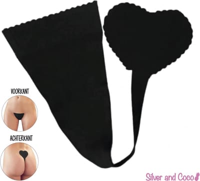 SilverAndCoco® - Plak String Naadloos / Seamless Onderbroek Dames / Zacht Brazilian Slipje / Naadloos Stretch Ondergoed Vrouw / Zwarte Strings Dames Lingerie Broekje Slip - Zwart / Black Small S