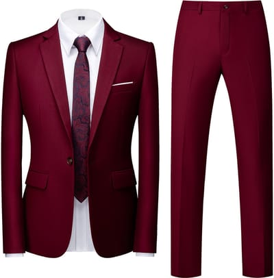 ALLTHEMEN Tweedelig Herenpak - Enkele knoops Middenspleet Slim Fit - Zakelijke en Avondkleding - L