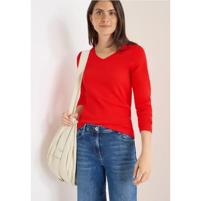 Shirt met lange mouwen en V-hals